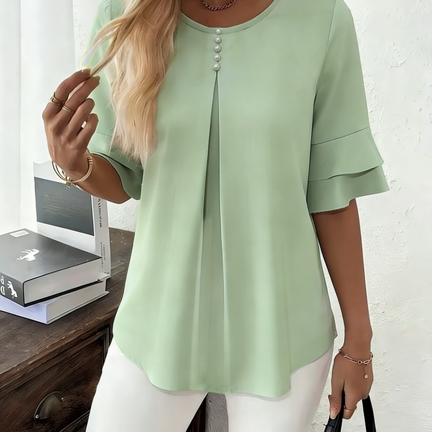 Celestia – GraceFlow Pleated Blouse
