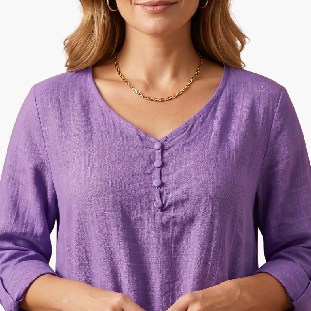 Women’s Long Sleeve Dress with Round Neckline and Side Pockets