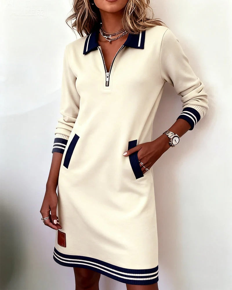 Adeline | Chic Long Sleeve Collar Dress