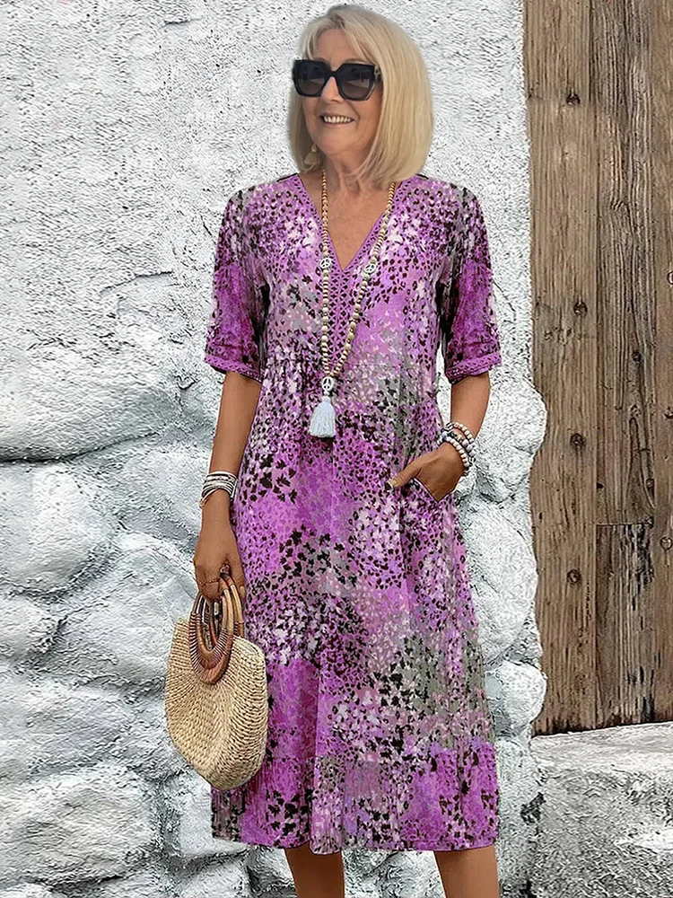 Natalie | Vibrant Pattern Midi Dress